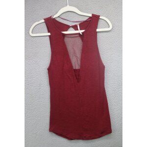 Free People Open Sides Tank Top-Low Cut Mesh-Medium-BOHO-Sexy-Cut Out Back